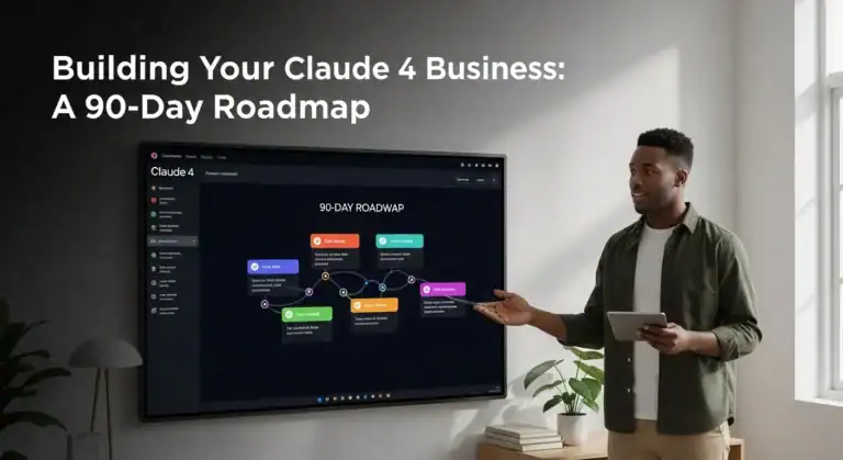 Claude 4 Business 90-Day Roadmap. Screen showing business development plan.